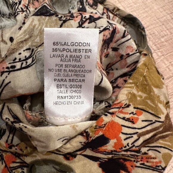 UMGEE WOMENS SMALL BLOUSE TAN MULTICOLOR 3/4 SLEEVE - Picture 6 of 9